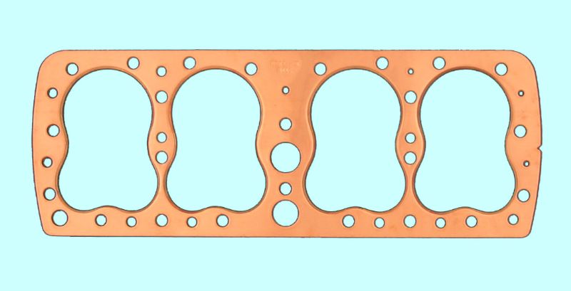 A set of four gaskets on a blue background.