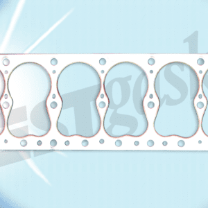 A white gasket with four holes on it.