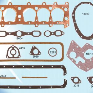 A set of gaskets and gaskets for a car engine.