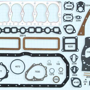 A set of gaskets and gaskets for a car engine.