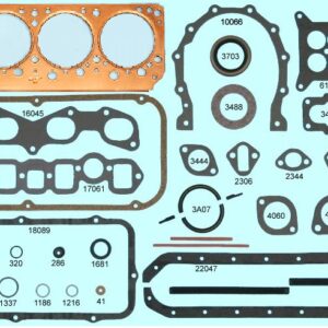 A set of gaskets and gaskets for a car.