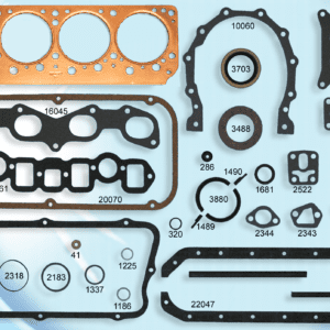 A set of gaskets and gaskets for a car engine.
