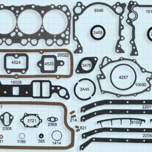 A set of gaskets and gaskets for a car engine.