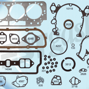 A set of gaskets and gaskets for a car engine.