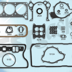 A set of gaskets and gaskets for a car engine.