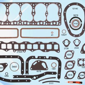 A set of gaskets and gaskets for a car.