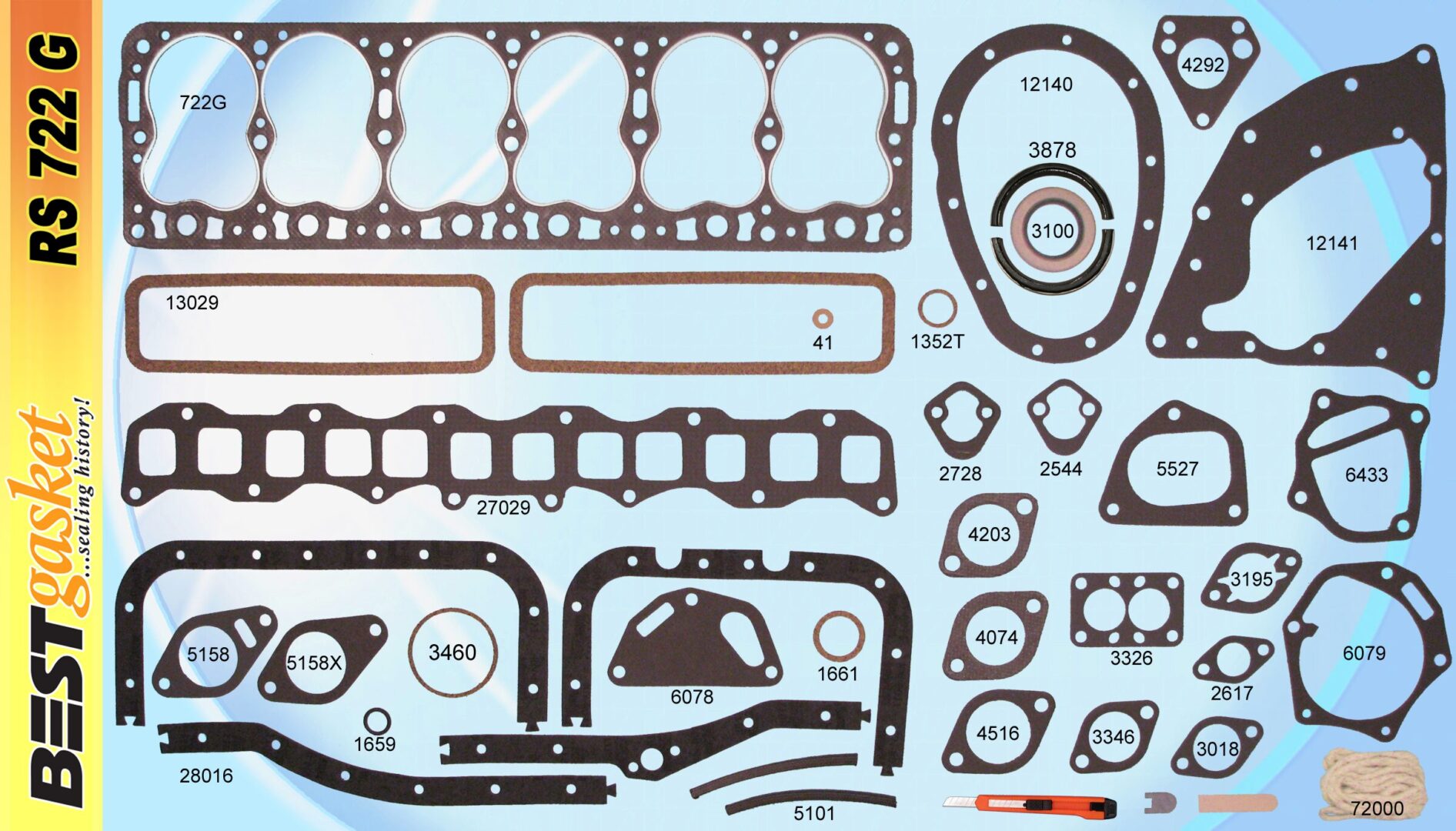 A set of gaskets and gaskets for a car.