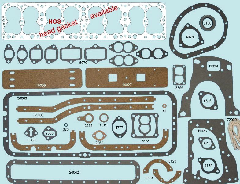 A set of gaskets and gaskets for a car.