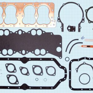 A set of gaskets and gaskets for a car engine.