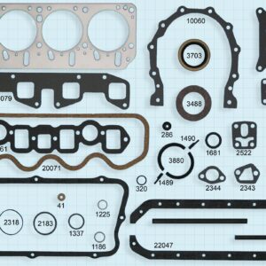 A set of gaskets and gaskets for a car engine.