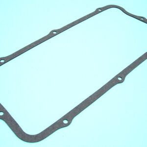 A 1955-58 Chrysler V8 331-354-392 valley cover gasket on a blue background.