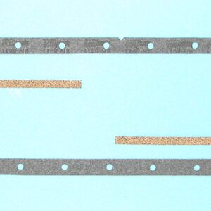 A 1937-39 Chevrolet 6 216 oil pan gasket set on a blue background.