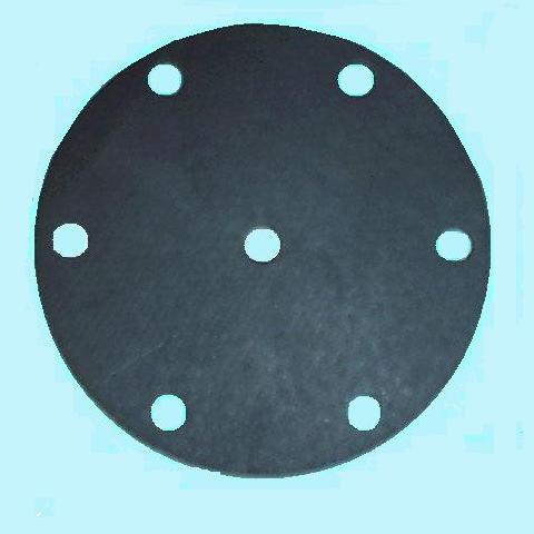 An AC Model B 6 bolt fuel pump diaphragm with holes on it.