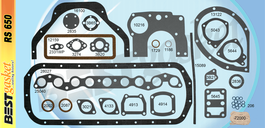 A set of International Green Diamond engine rebuild gaskets and gaskets for a car.