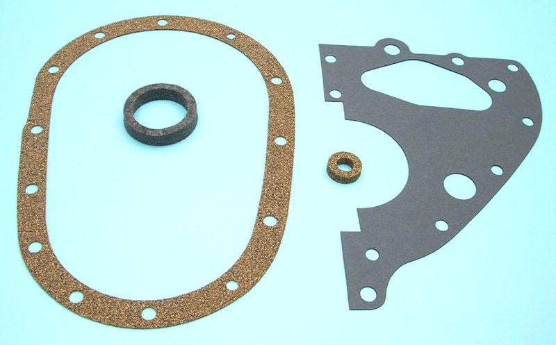 A set of 1953-58E AMC, 1941-52 Nash, Rambler Statesman timing cover gasket sets on a white background.