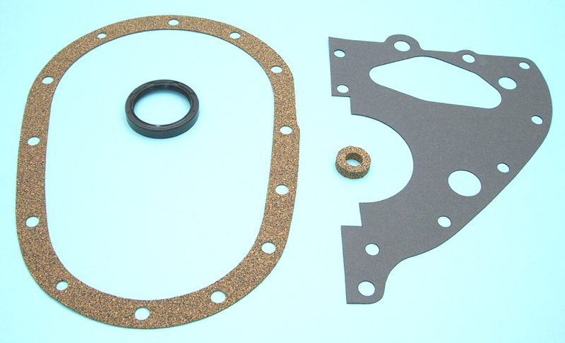 A L1958-65 AMC 6 184, 196 timing cover gasket set on a white background.