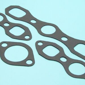 A set of four gaskets on a blue background.