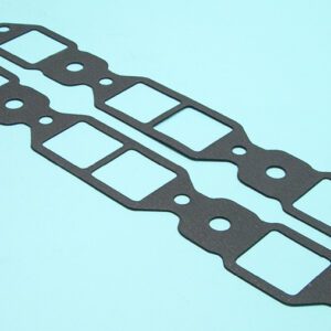A pair of 1957-66 Buick V8 intake manifold gasket sets on a blue background.