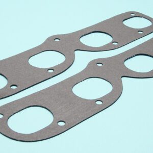 Two black gaskets on a blue background.