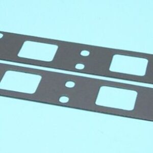 A pair of brown gaskets on a blue background.