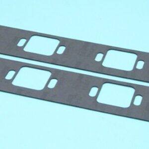 A pair of metal gaskets on a blue surface.