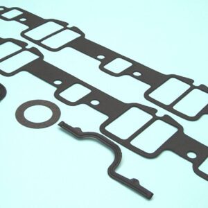 A set of four gaskets on a blue background.