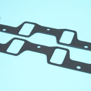 Two black gaskets on a blue background.