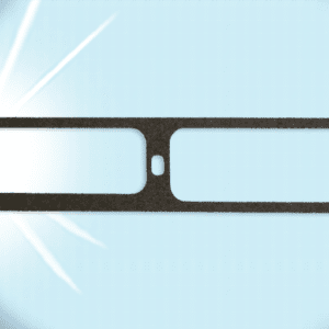 A black frame with a light shining through it.