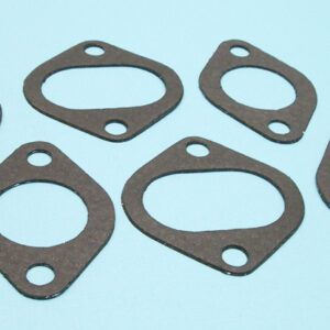 A set of brown gaskets on a blue background.