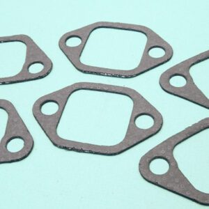 A set of brown gaskets on a white surface.