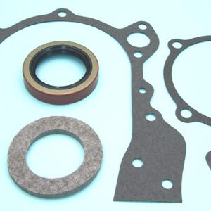 A set of gaskets and seals for a car engine.