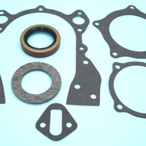 A set of gaskets and seals for a car engine.