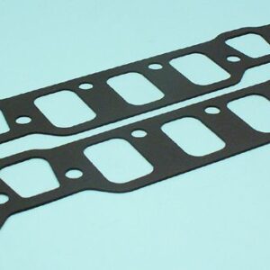 A pair of Dodge/Ply/DeSoto V8 241-260-270-315-325 1953-58 INTAKE MANIFOLD GASKET SETs on a blue background.