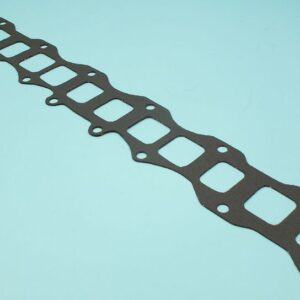 An Cadillac V8 331 1952-55 EXHAUST MANIFOLD GASKET SET on a blue background.