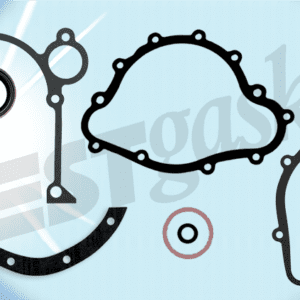 A set of Pontiac V8 326-389-421 64-77 TIMING COVER GASKET SETs for a car.